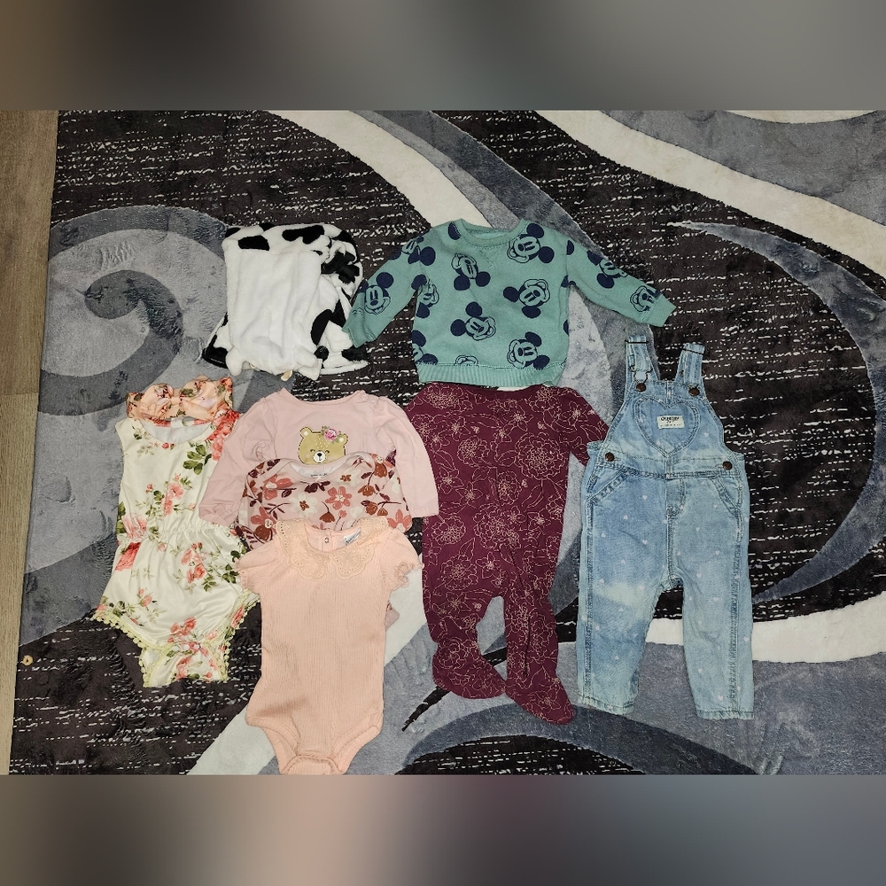 Mixed Baby Girl 6-9m Clothing Bundle - Floral, Denim, Pink & Teal